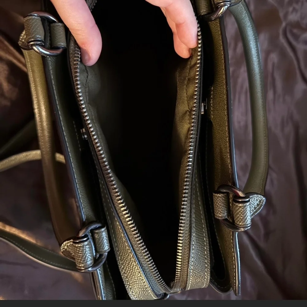 Coach Olive Green Leather Handbag - Picture 6 of 9